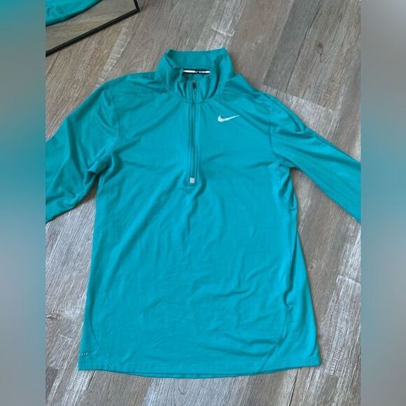Nike Dri Fit Running Quarter Zip Long Sleeve Jacket Top Athleisure Teal Blue S - Picture 3 of 11